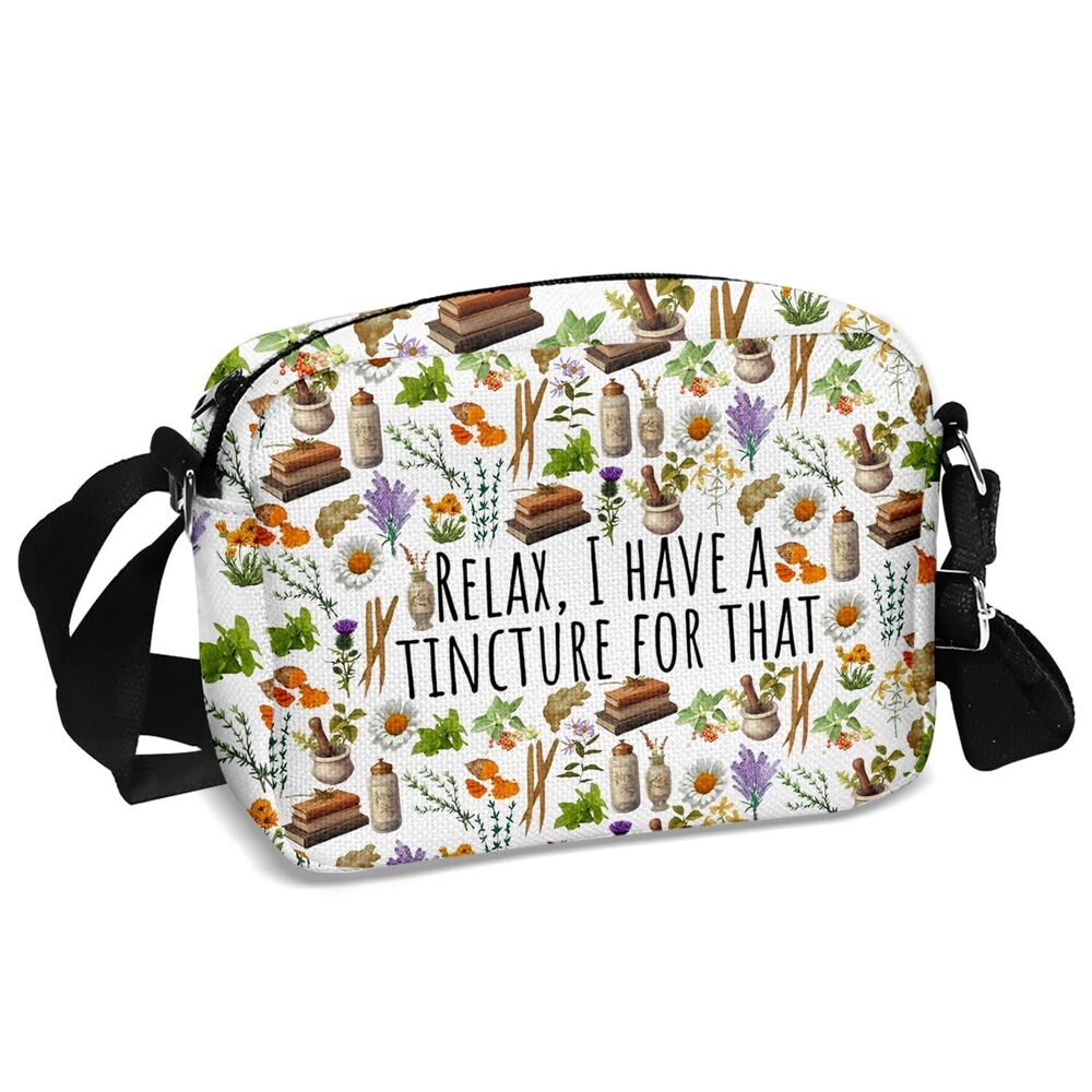 3355 Mystical Herbs Theme Crossbody Bag For Herbalist, Herbalism Studies